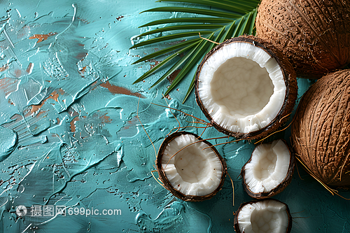 藍色背景的椰子